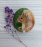 OOAK Red Squirrel handpainted pebble. Gift for nature lovers.