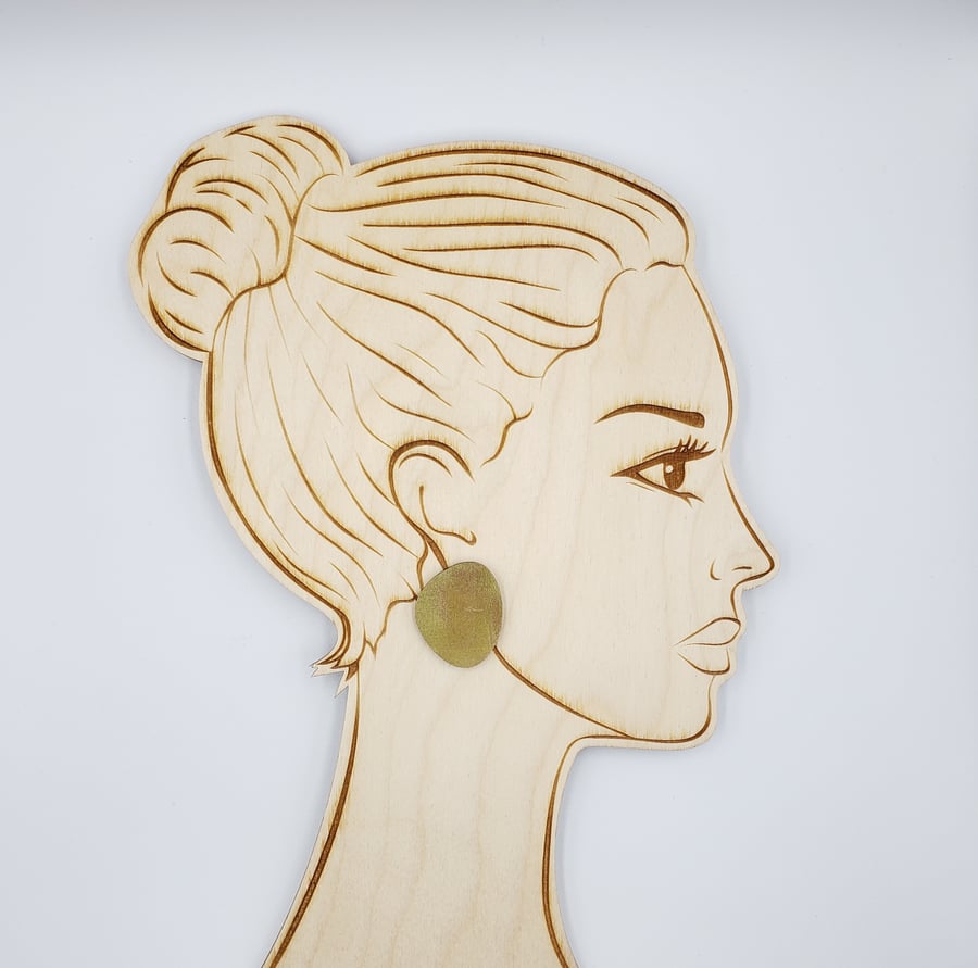 Pebble shaped stud earrings in mustard yellow and pink, sterling silver