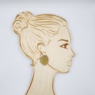 Pebble shaped stud earrings in mustard yellow and pink