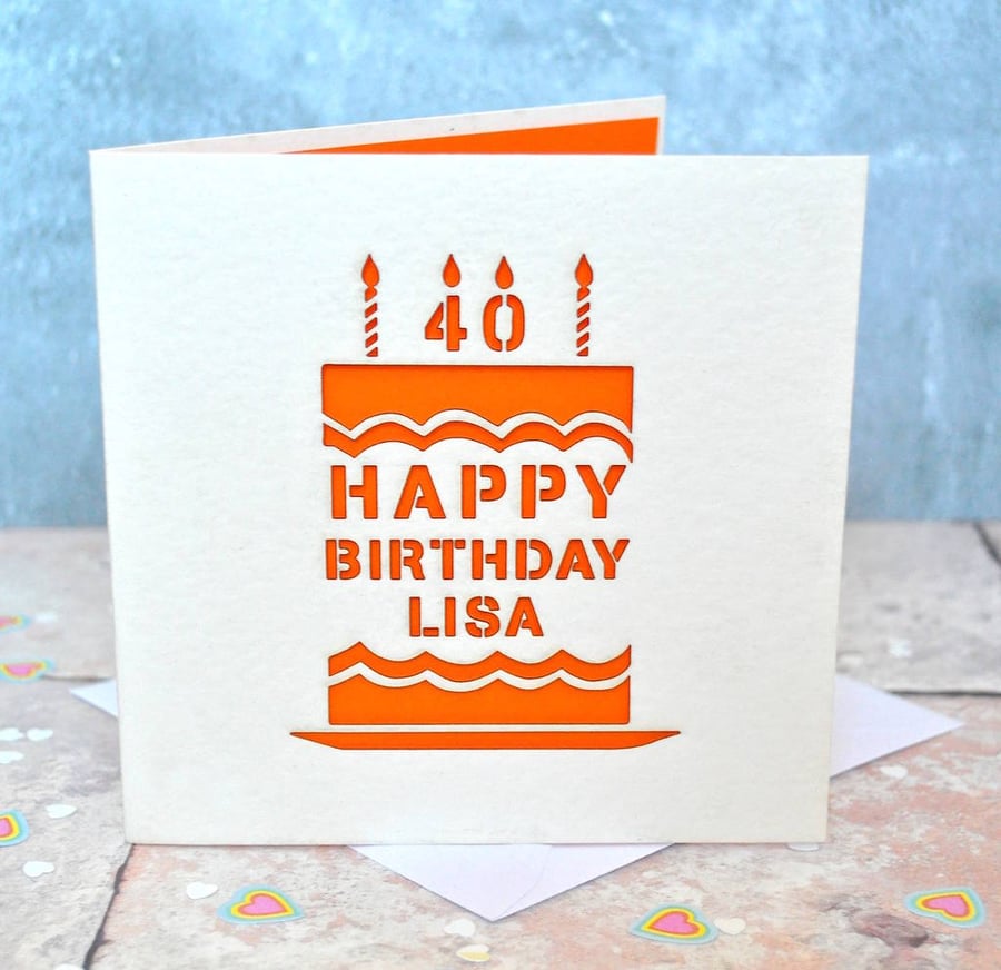 Personalised Laser Cut Birthday Cake Card