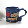  Keep Going -  Beautiful Blue and Red Mug  Ceramic Pottery Wheelthrown Stoneware