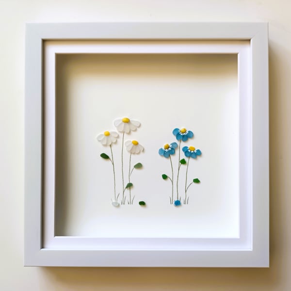 Sea Glass Flowers Floral Wall Art 