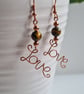 Natural Tigers Eye & Copper Dangle LOVE  Earrings Gift Crystal Jewellery Jewelry - Image 10