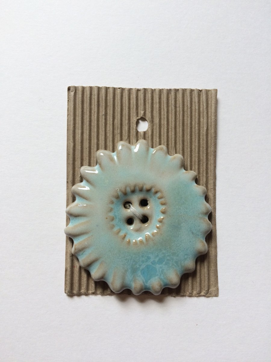 1 large ceramic blue flower button