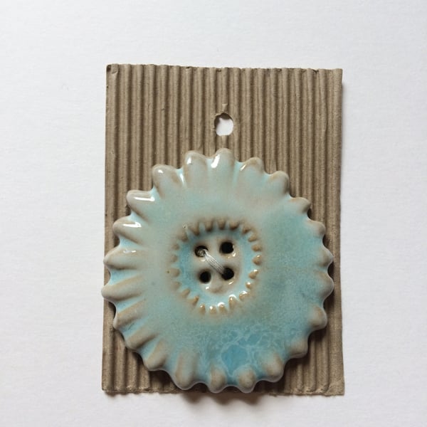 1 large ceramic blue flower button