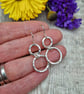 Sterling Silver Hammered 2 Circle Drop Earrings - JBJ1022 - Image 3