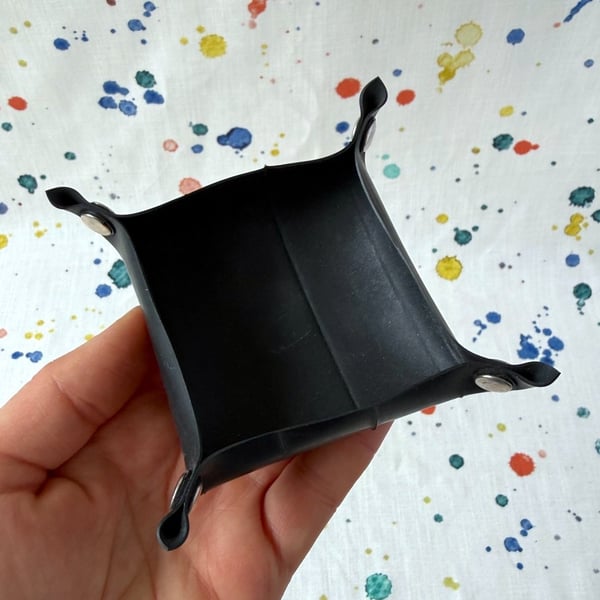 Small Tray made from Bicycle Inner Tube - Silver Coloured Rivets - Super Seconds