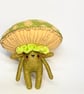 Green Mushroom Felt Art Doll 
