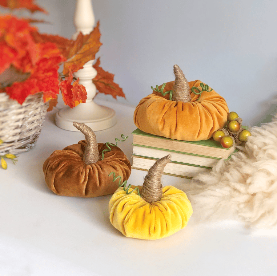 Mixed Set of Velvet Pumpkins