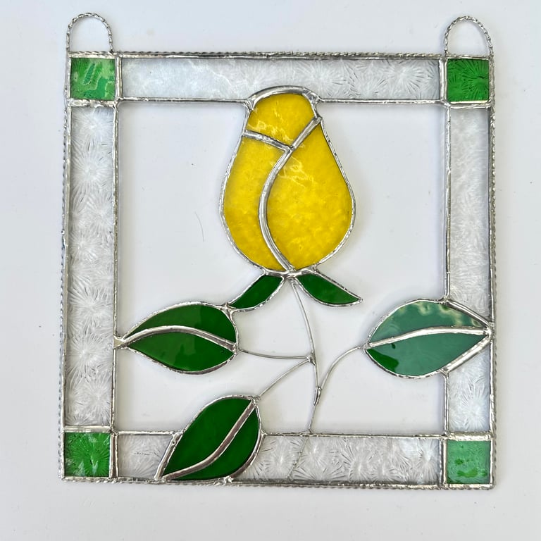 Stained Glass Rose Panel Suncatcher - Handmade Window Decoration