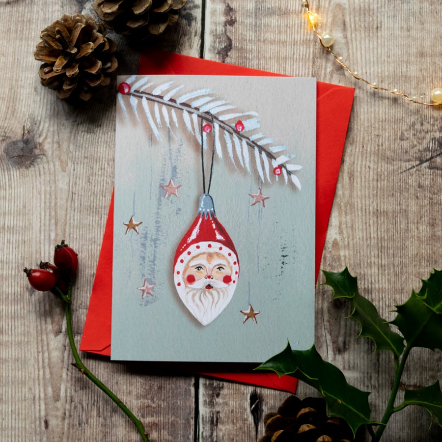Father Christmas seasonal greeting card, A6, blank inside