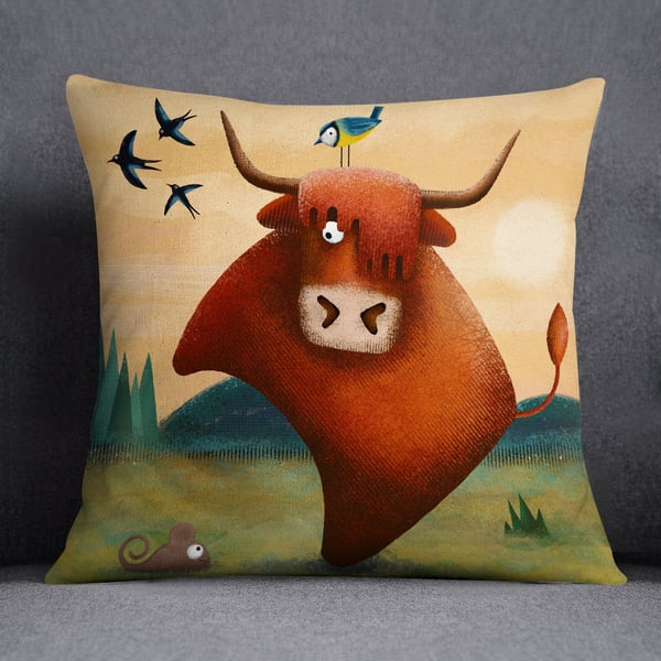 Ellie The Highland and Diedre - Highland Art Cushion