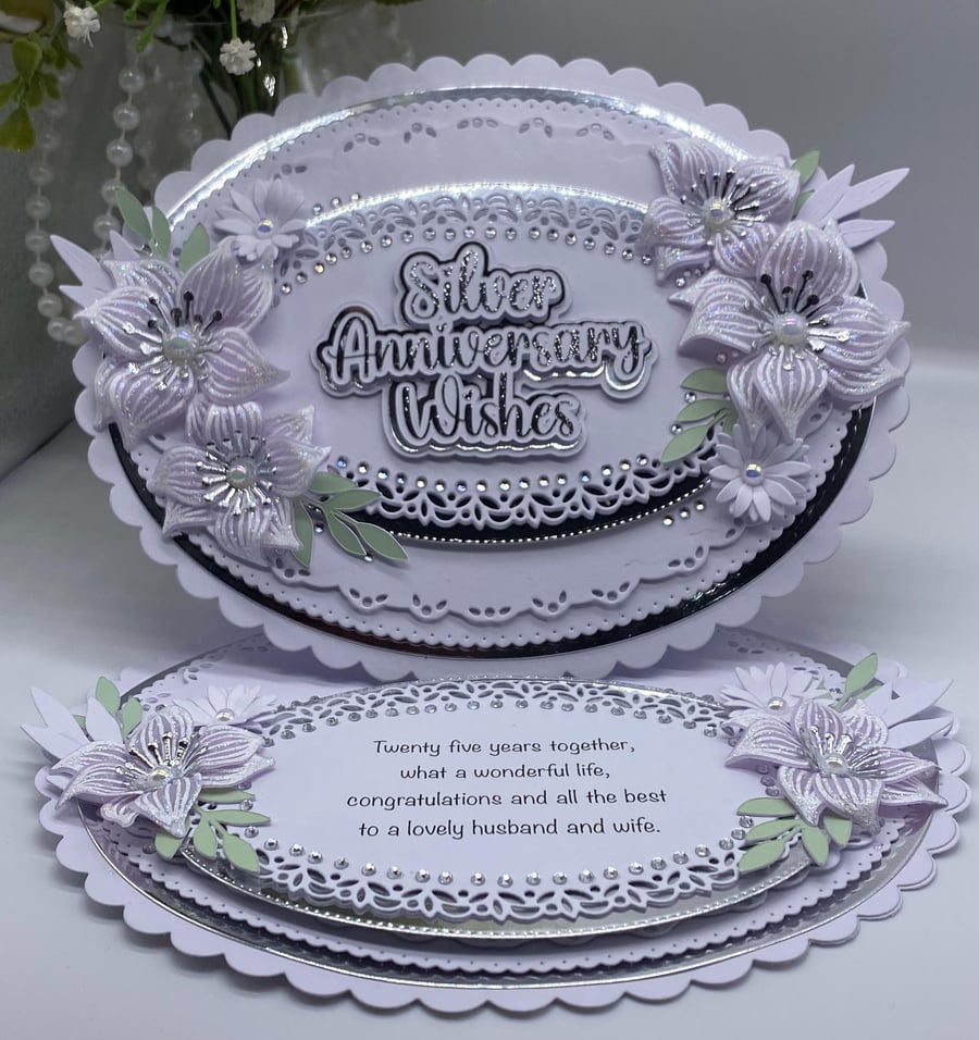 NEW Personalised - Luxury 25th Silver Wedding anniversary card boxed