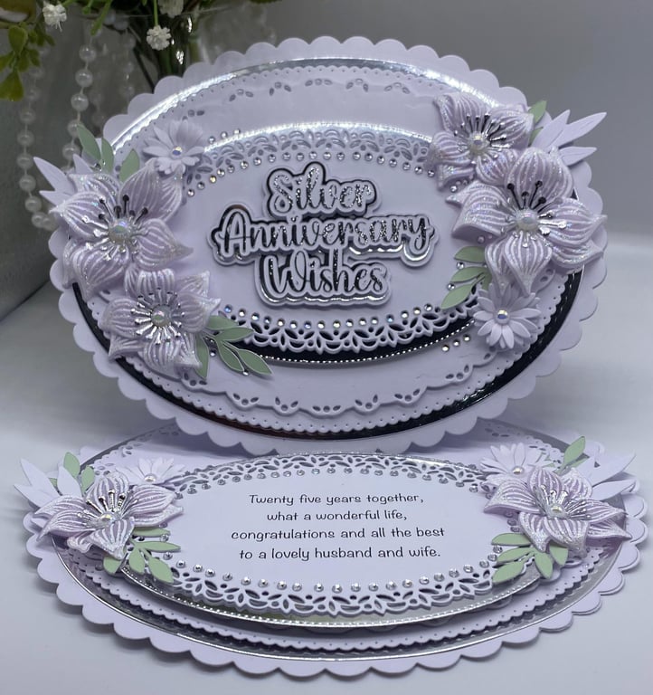 NEW Personalised - Luxury 25th Silver Wedding anniversary card boxed