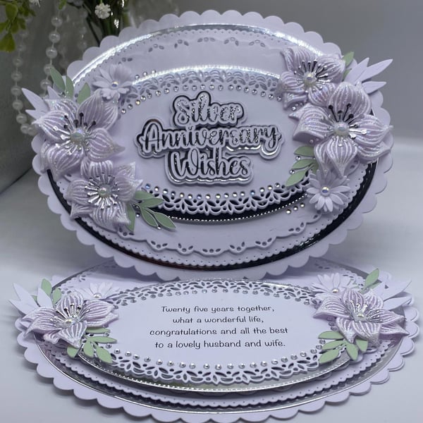 NEW Personalised - Luxury 25th Silver Wedding anniversary card boxed
