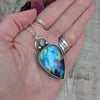Silver and Blue Flash Labradorite Teardrop Gemstone Necklace