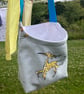 Peg bag, cross-body style. Happy Hounds dog fabric with choice of strap.