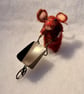 Felted mouse - Dark red fur, available with or without wheelbarrow