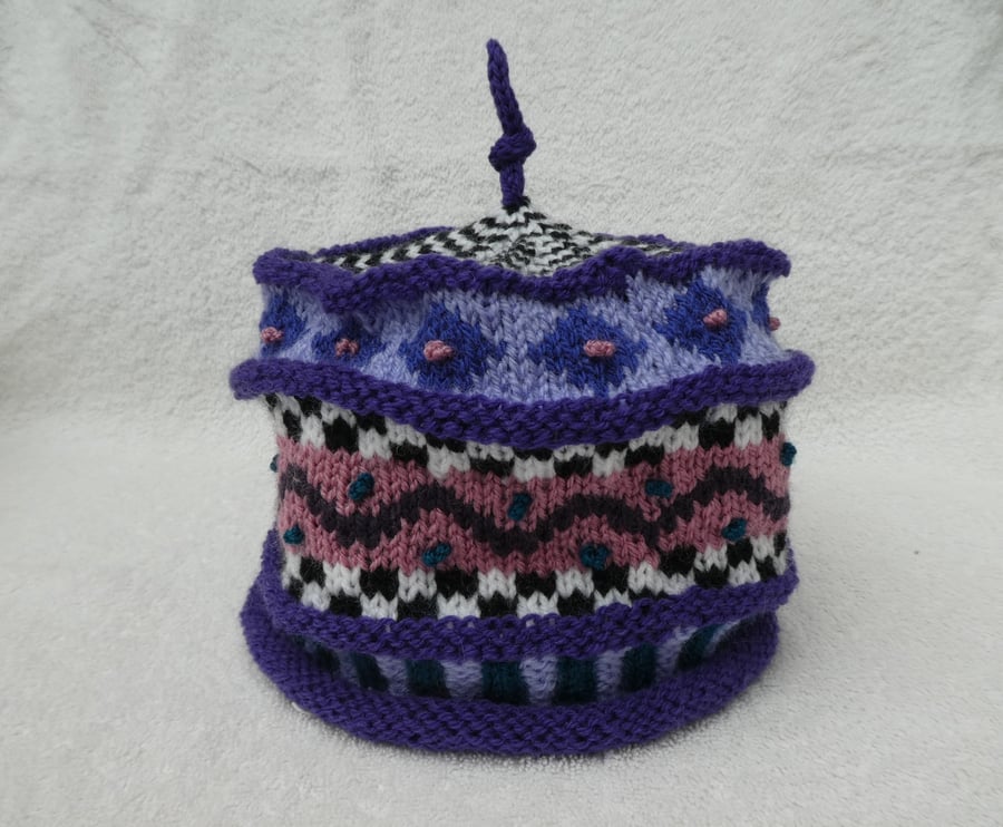 Multicoloured Hat. Handknit Hat. Winter hat. Purple Hat. Small. 