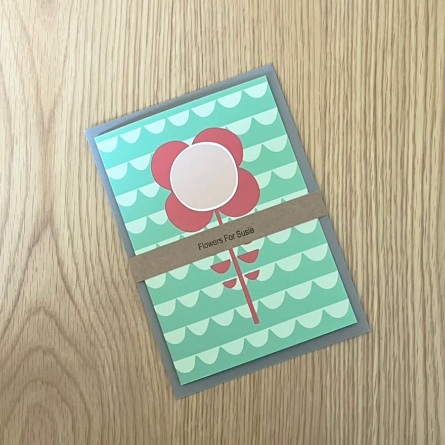 Daisy Card from Original Hand Carved Lino Print – Nature Inspired, Blank Card 