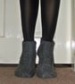 Short Grey Wool Socks Slippers with Cables - Image 3