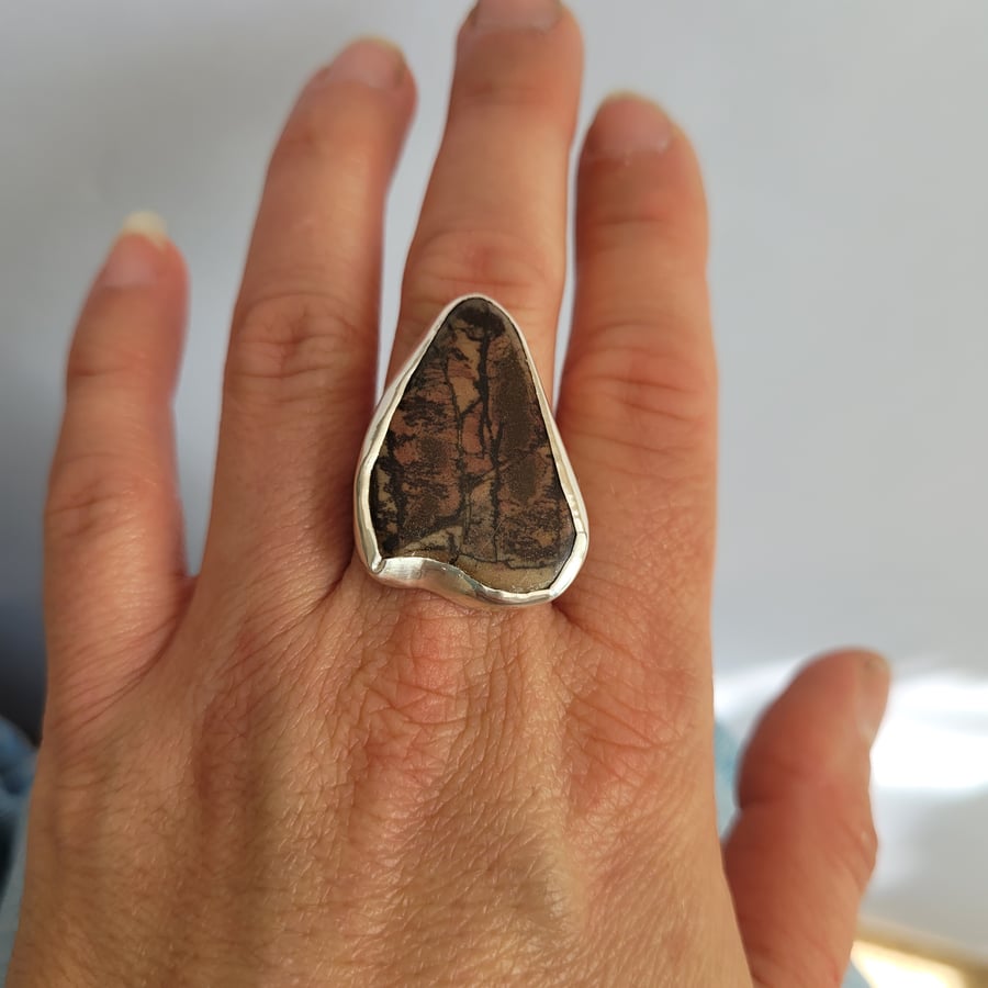 Perfectly Imperfect - Forest Scene Jasper Silver Ring