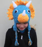 Crochet Triceratops hat, toddler, child, adult hat sizes