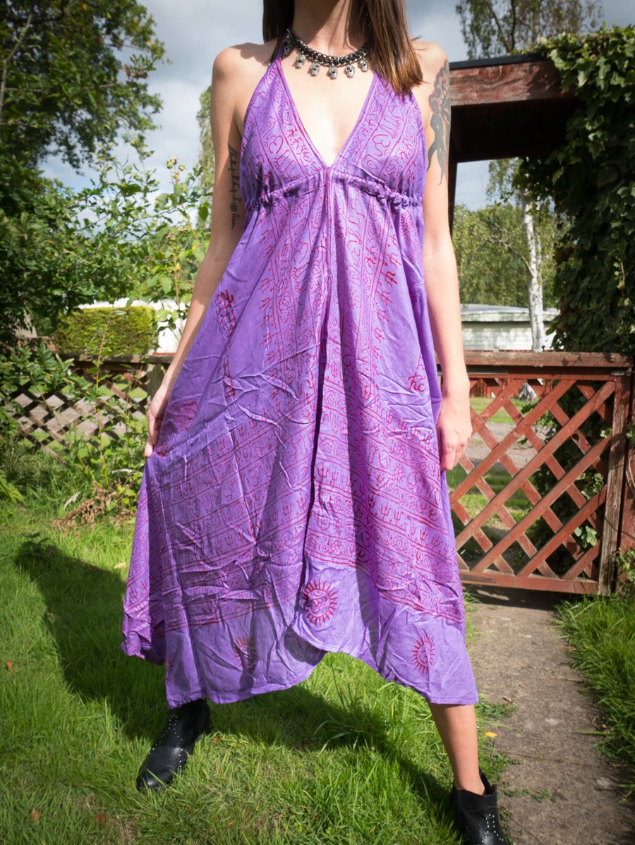 Beautiful Hindu Print Summer Dress Festival Clothing