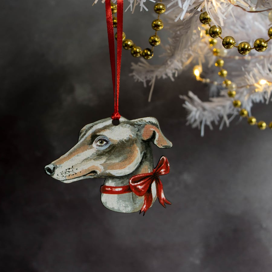 RESERVED FOR JO. Greyhound dog hanging decoration. Whippet, lurcher, dog decor