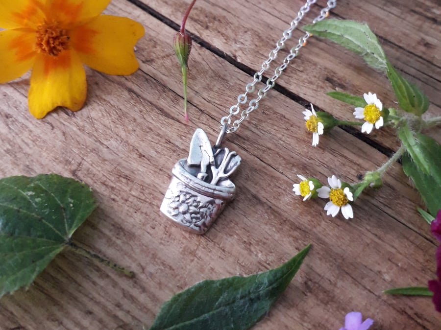 Made to order Gardeners Tools Silver Necklace