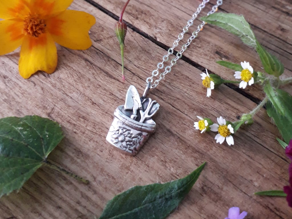 Made to order Gardeners Tools Silver Necklace