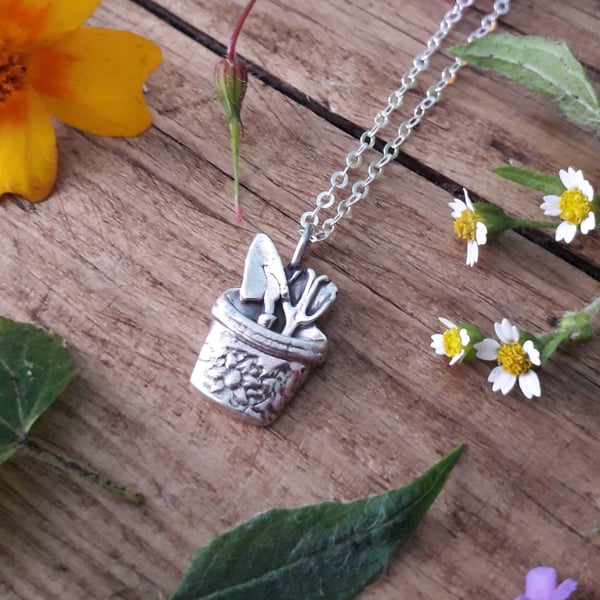 Made to order Gardeners Tools Silver Necklace