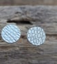 Studs - Handmade sterling silver stud, dragon scale design studs, unisex earring - Image 2