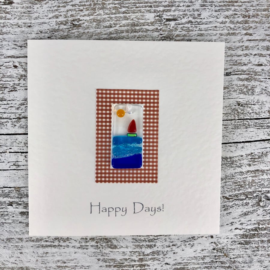Happy Days Card with Detachable Glass Light Catcher or Bookmark
