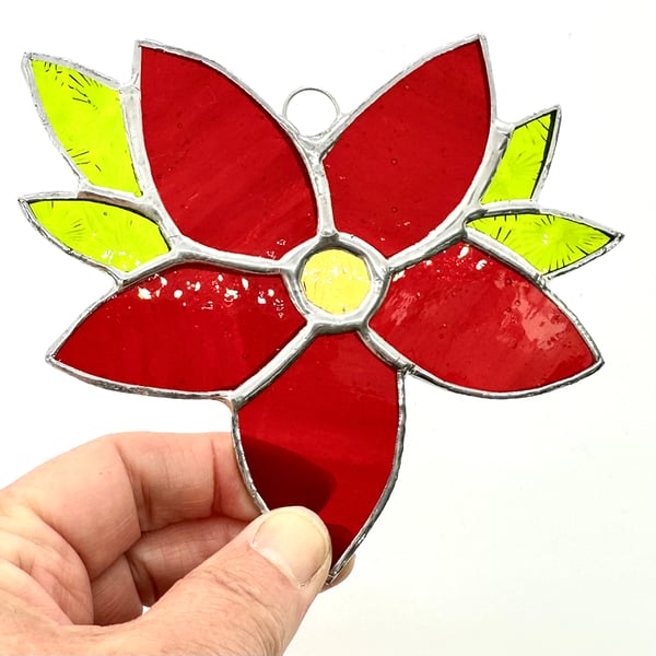 Stained Glass Flower Suncatcher - Handmade Window Decoration - Rec