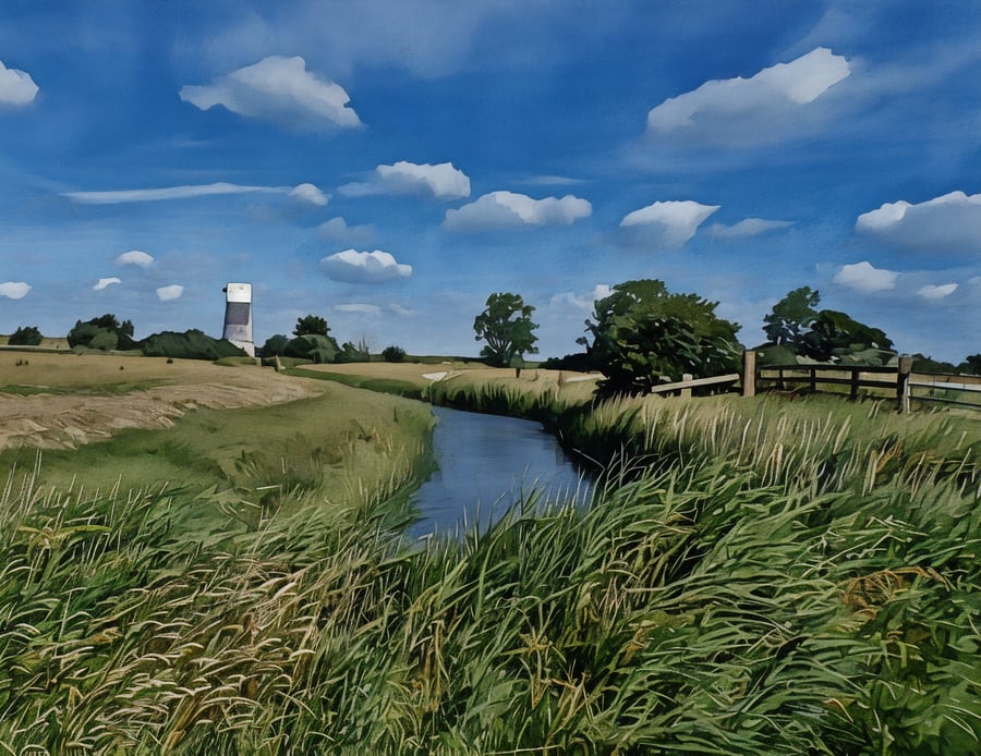 A4 Print Of Windmill Norfolk Broads 