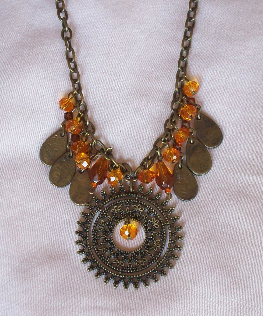 Orange pendant necklace