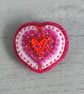 Hand Embroidered Ruby Red Heart Brooch  - Image 2