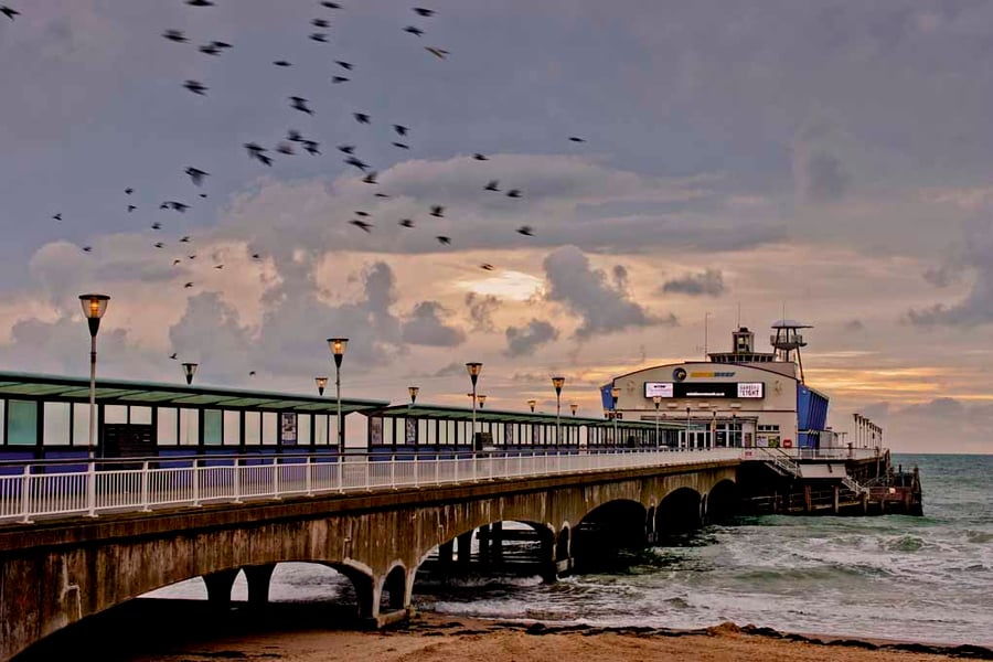Bournemouth Pier And Beach Dorset England Photograph Print