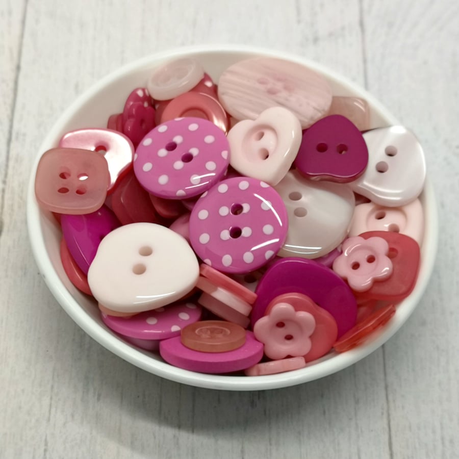 150 Pink Mixed Buttons