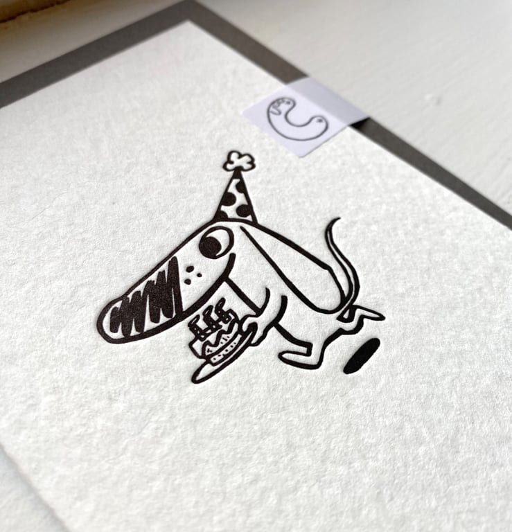Party Sausage Letterpress printed birthday card