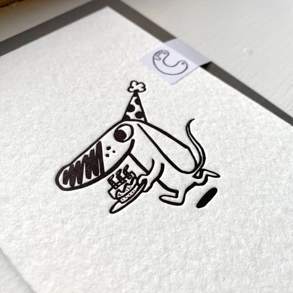 Party Sausage Letterpress printed birthday card
