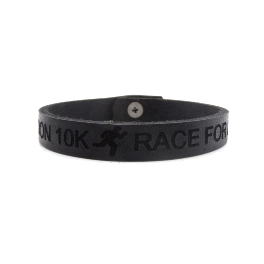 10K Runners Bracelet - Leather - Personalised - Choice of Colours - Adjustable