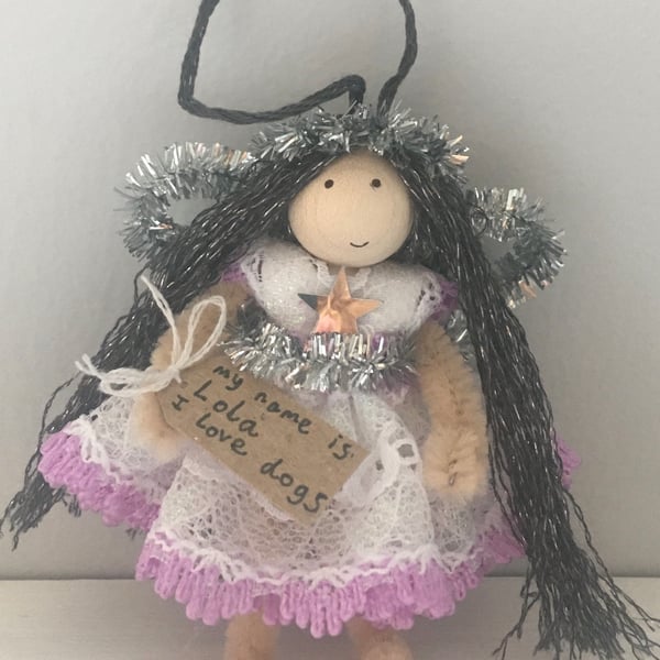 Tiny Purple And Silver Fairy Doll Decoration 