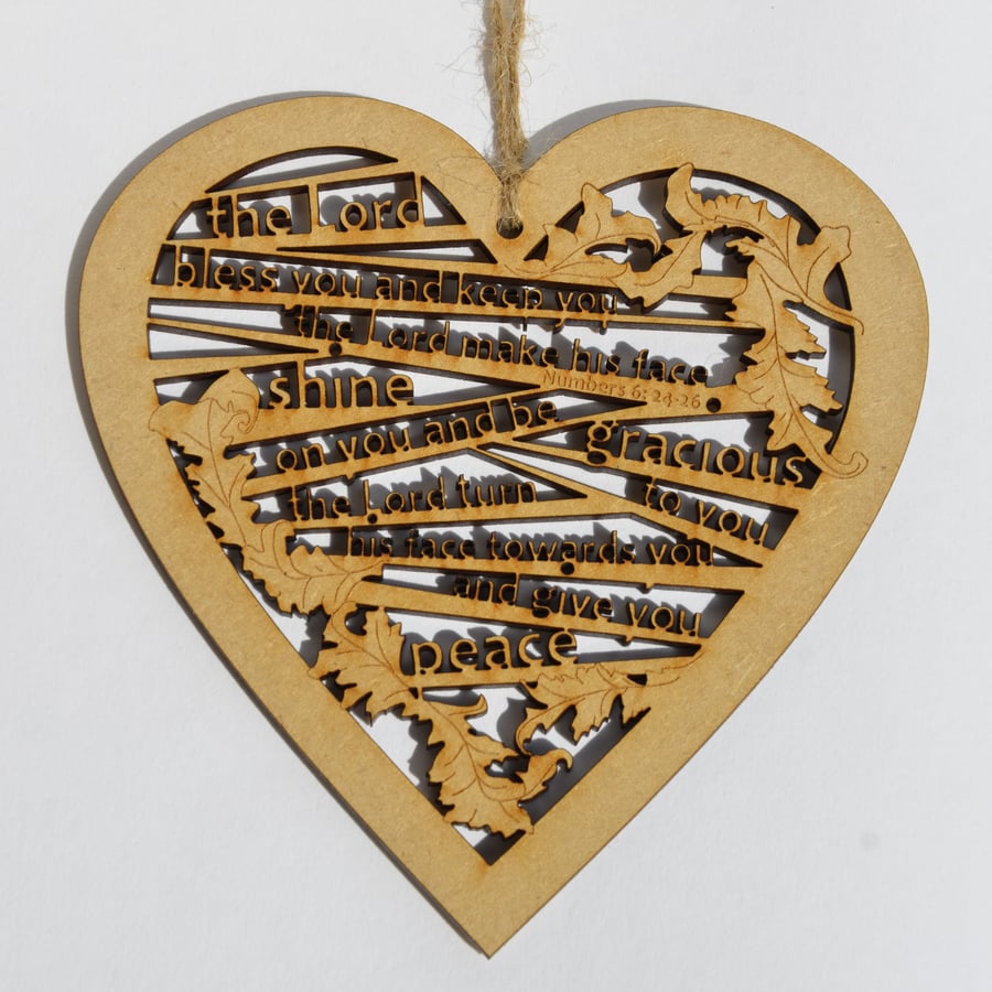 Large wooden heart - Shine (Numbers 6:24-26)