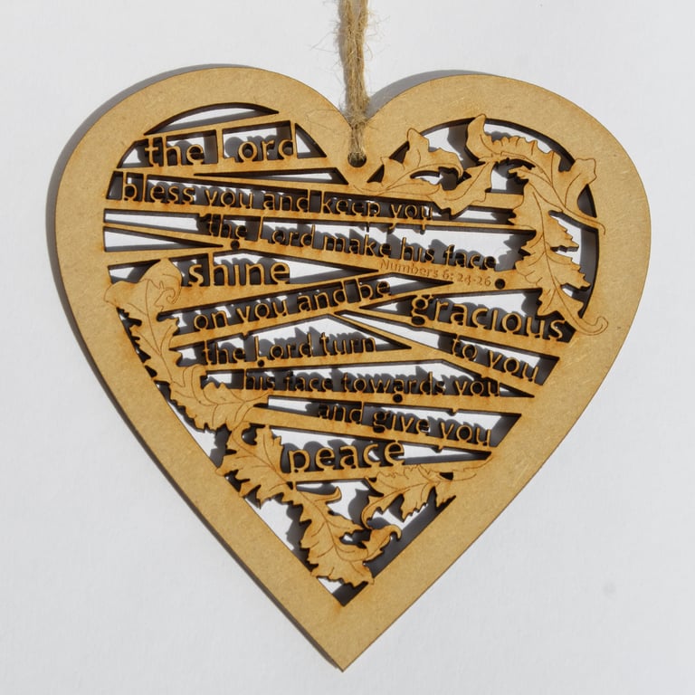 Large wooden heart - Shine (Numbers 6:24-26)