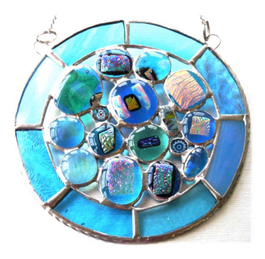 Rockpool Suncatcher Stained Glass Abstract Handmade fused 027