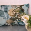 Lumbar Tropical Flower Blue Cream Cotton Cushion Cover Home Decor