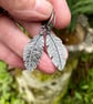 Oxidised Sterling silver feather earrings - Image 2