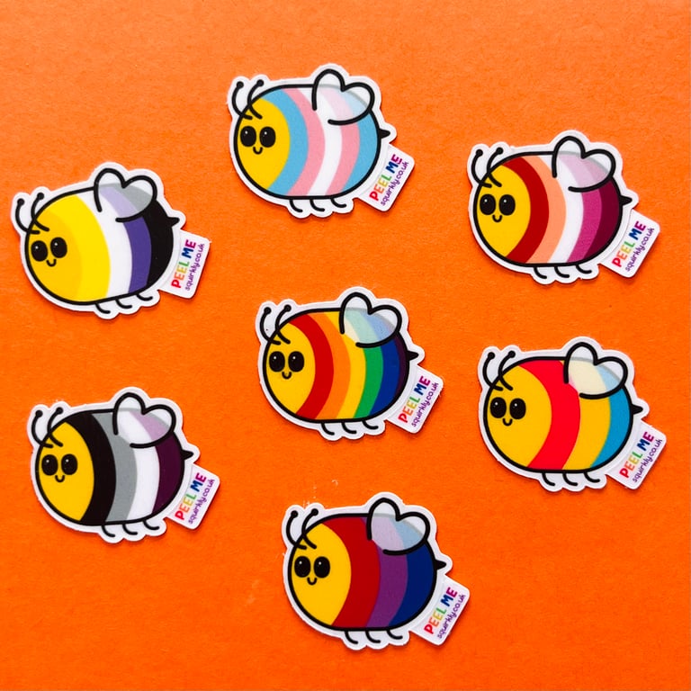 Pride bee flag mini stickers - choose any 5